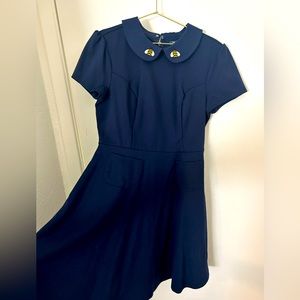 Modcloth Navy Blue/Bee print mini dress vintage size L